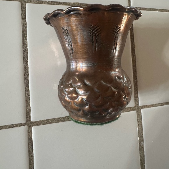 Elegant Copper Vase 4” - Picture 2 of 3